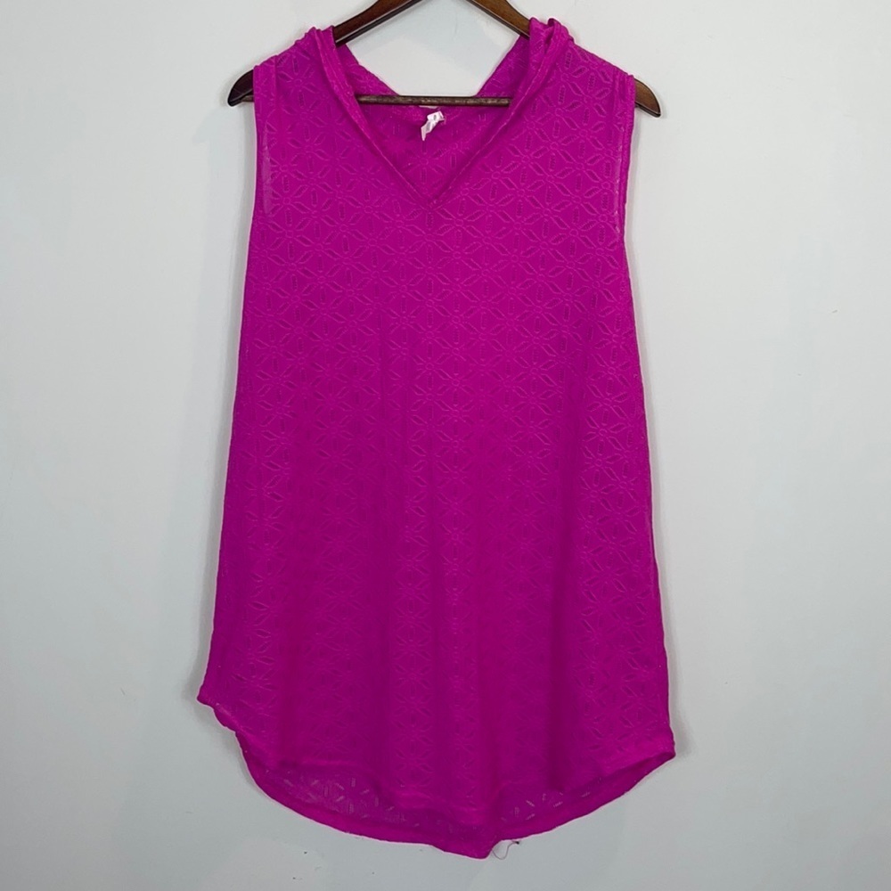 Hot pink lace swim cover up women size 3X
